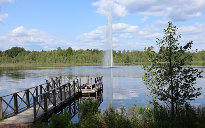 Fontänen i sjön Lumsen i Horndal