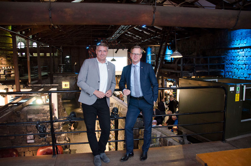 Lars Isacsson, kommunstyrelsen ordförande och Närings-och innovationsminister Mikael Damberg på höstkickoff för Avestas näringsliv i Verket
