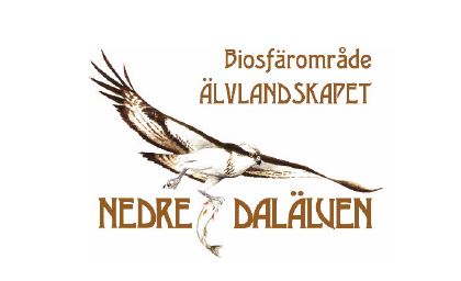 Symbolen för NeDa - en örn och texten Biosfärområde Älvlandskapet Nedre Dalälven