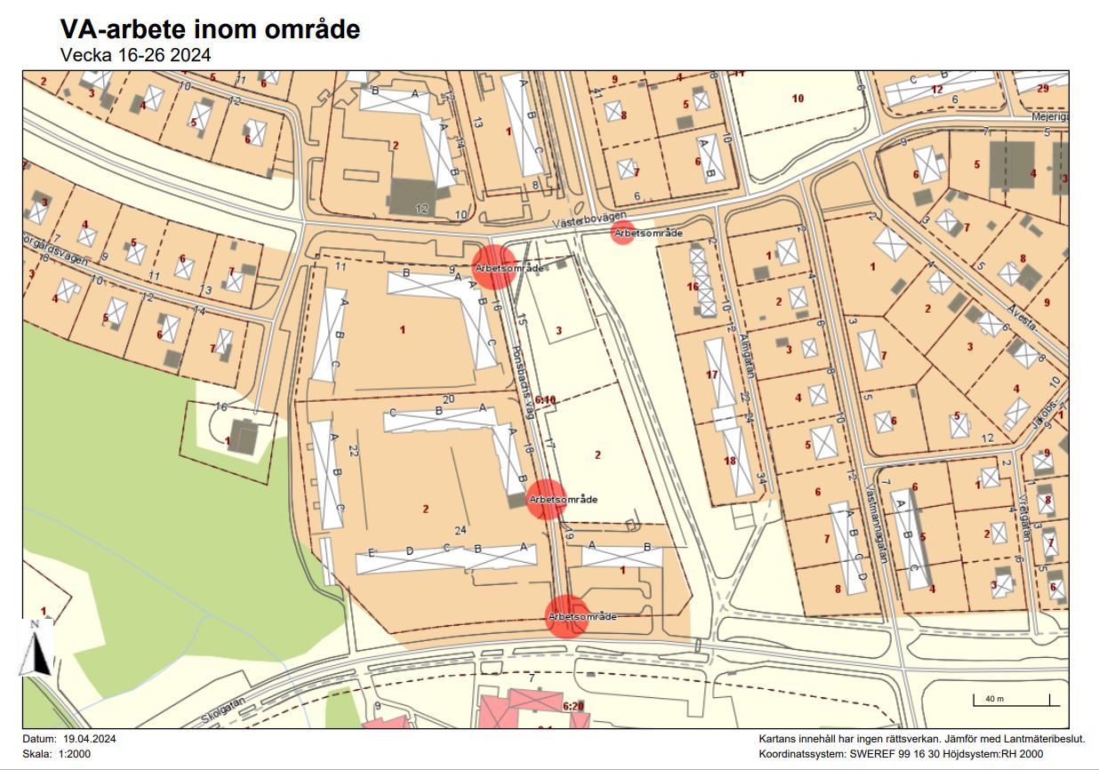 Kartbild över arbetsområde.