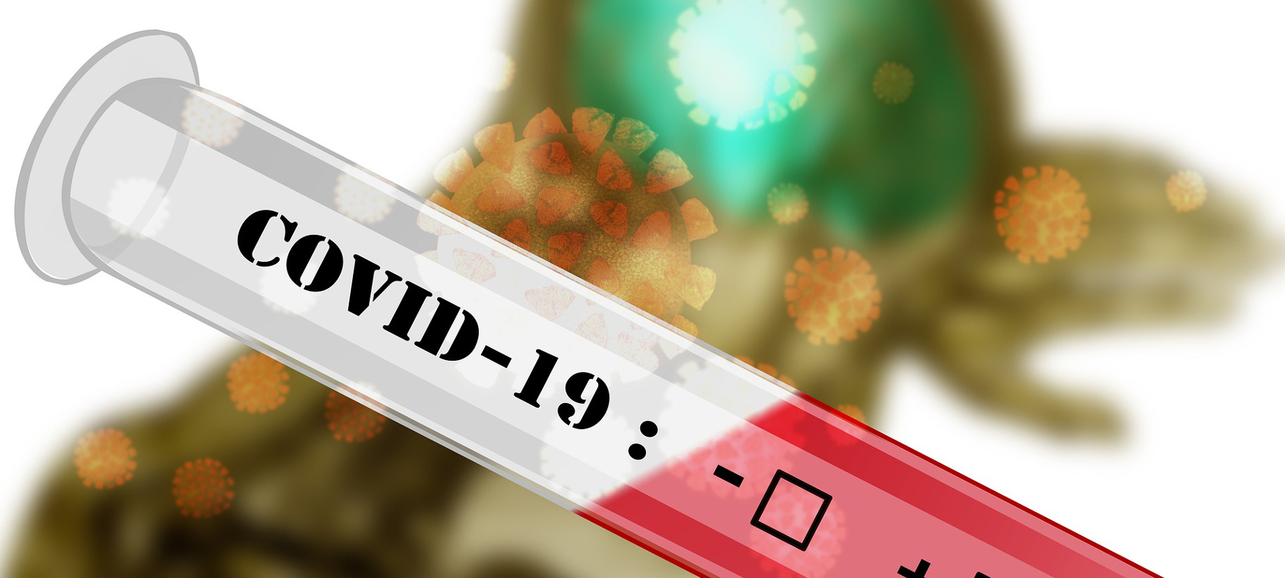 ett provrör med texten Covid -19
