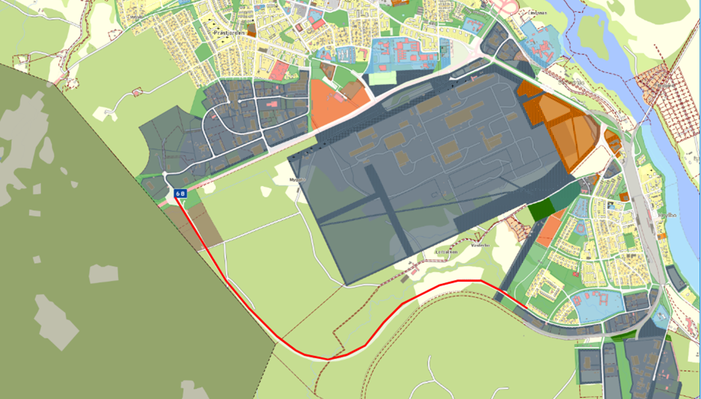 Planerad ny väg - Lerbäcksleden