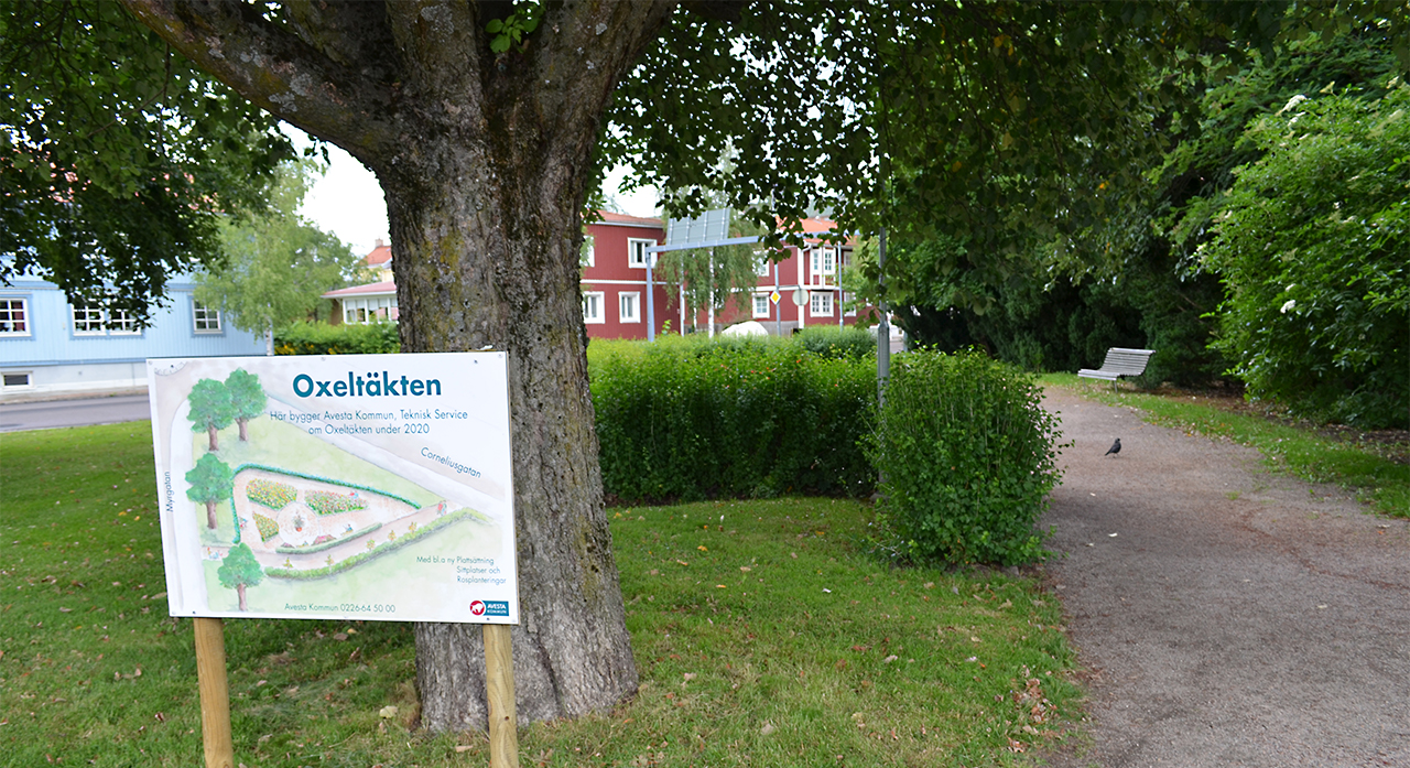 Oxeltäkten är parken intill Konstrondellen som nu ska byggas om.